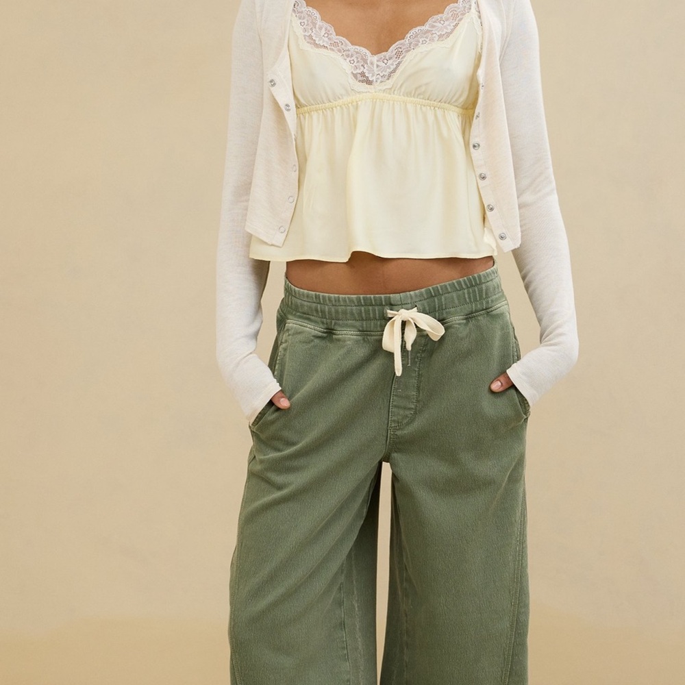Aerie Women's Green Wide-Leg Pants